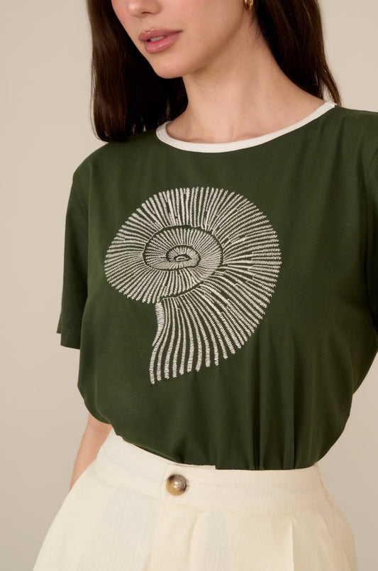 T-shirt luleg dt gola c bordado verde