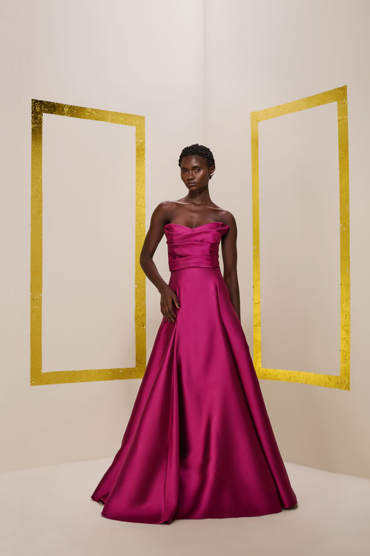 Vestido M.Rodarte Saia Justa Moulagem Fucsia