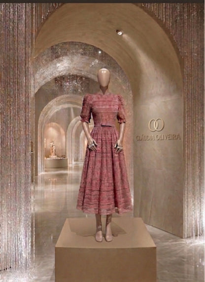 VESTIDO LUZIA FAZZOLLI TULE C CINTO LAÇO ROSE