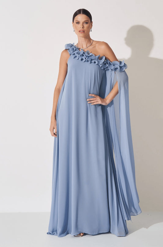 Vestido dpsco longo marina azul acinzentado