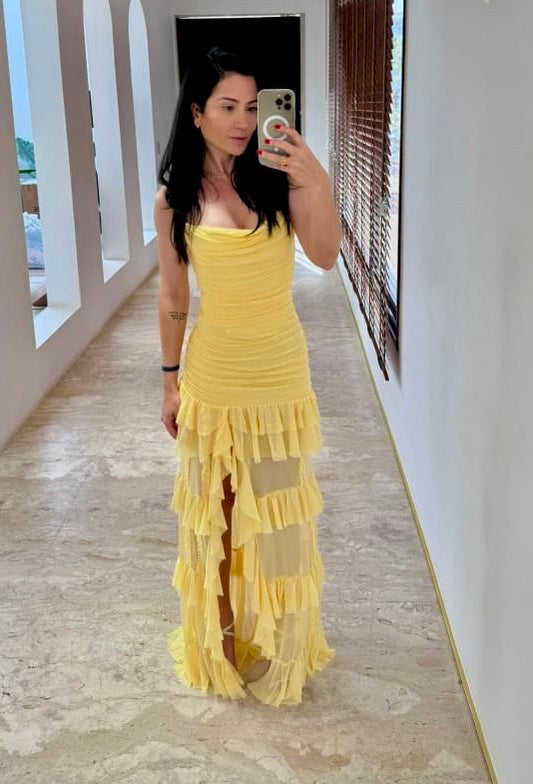 VESTIDO CLOUDE PATY AMARELO