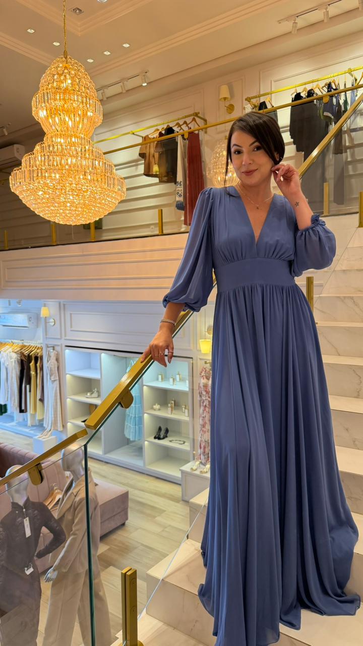 VESTIDO AVE RARA LONGO MIRIAN AZUL