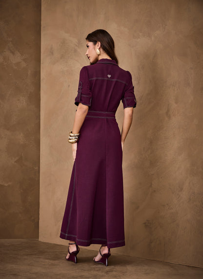 VESTIDO ARTSY MIDI FLORA BETERRABA