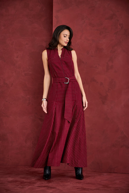 VESTIDO ARTSY LONGO ANITA MARSALA