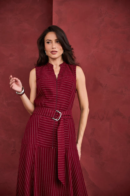VESTIDO ARTSY LONGO ANITA MARSALA