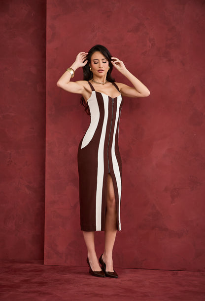 VESTIDO ARTSY MIDI ANA CATARINA MARROM CAFE