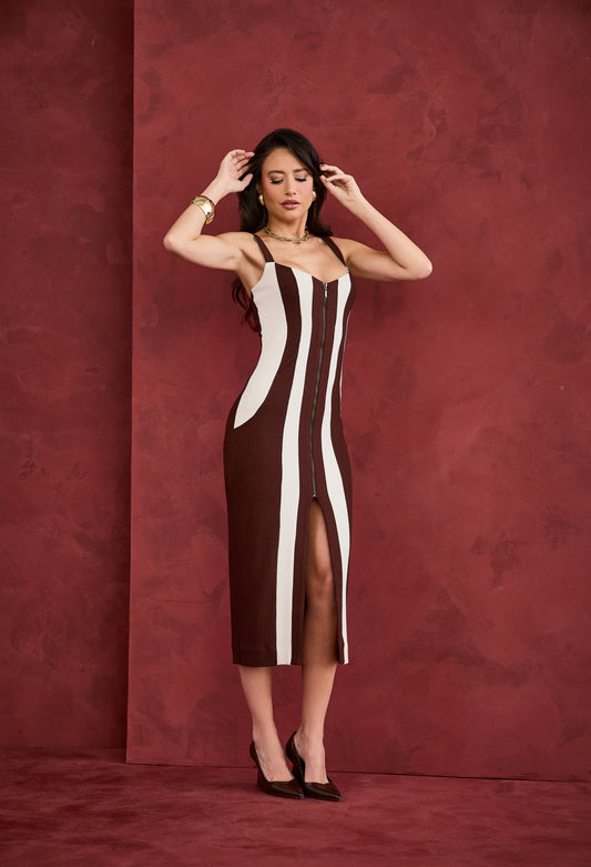 VESTIDO ARTSY MIDI ANA CATARINA MARROM CAFE
