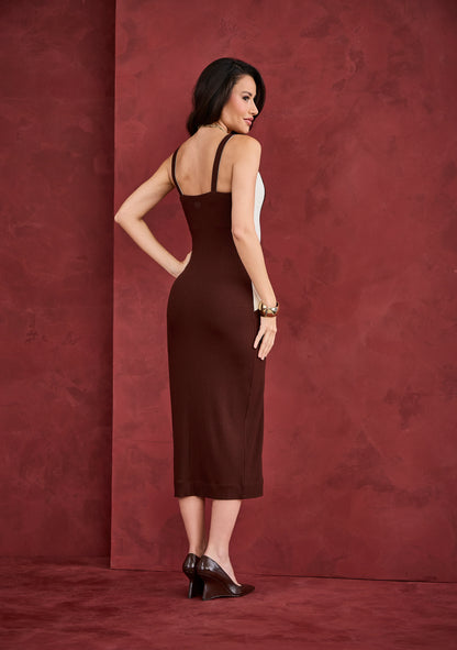 VESTIDO ARTSY MIDI ANA CATARINA MARROM CAFE