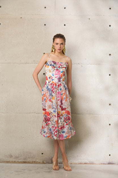 VESTIDO ARBOUR CREPE E ORGANZA