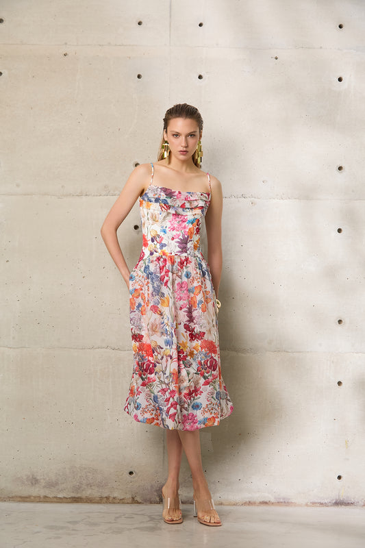VESTIDO ARBOUR CREPE E ORGANZA