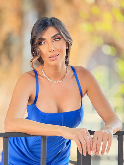Vestido Dpsco Larissa Azul Bic