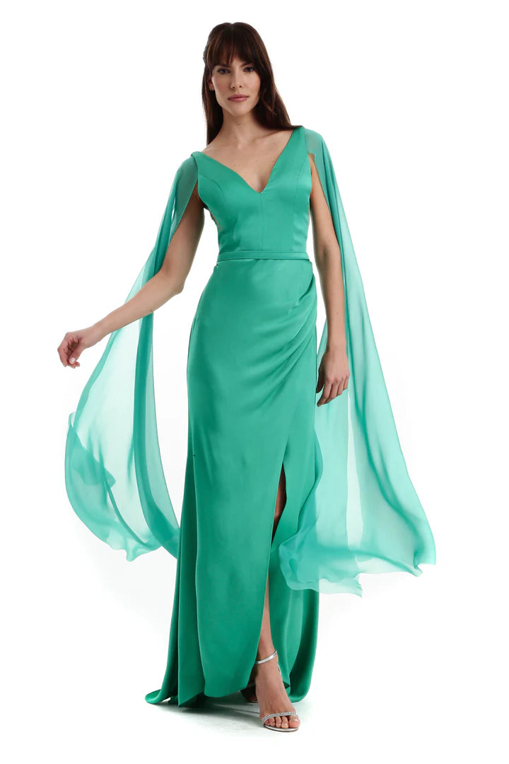 Vestido Fabiana Milazzo Jade Reto Crepe Verde