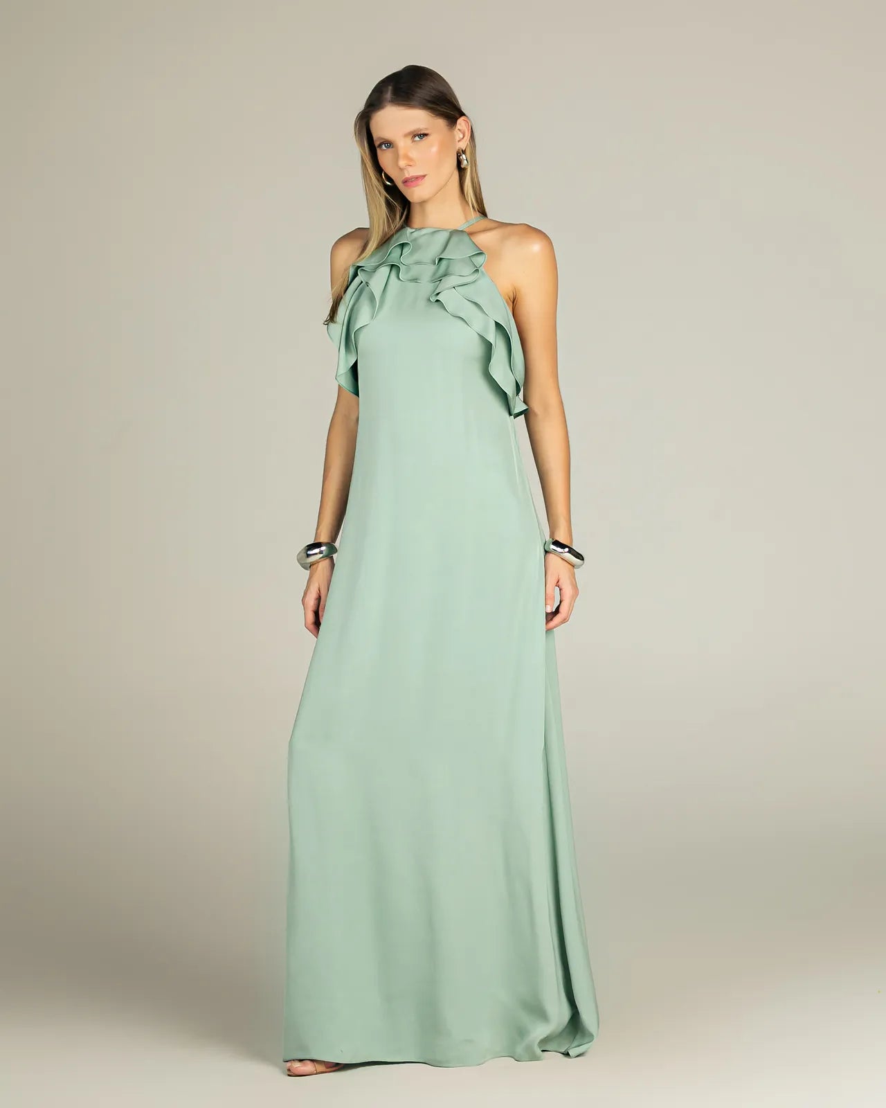 Vestido Anne Fernandes Anelize Longo Verde