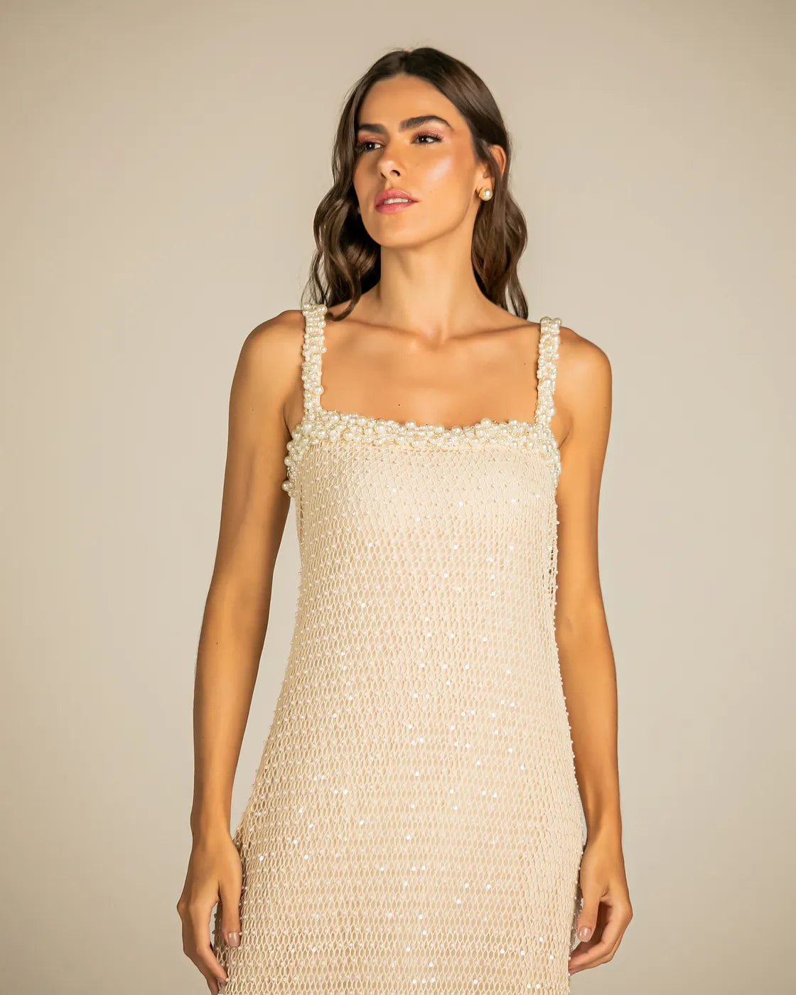 Vestido Anne Fernandes Soraya Longo Crochet Perola