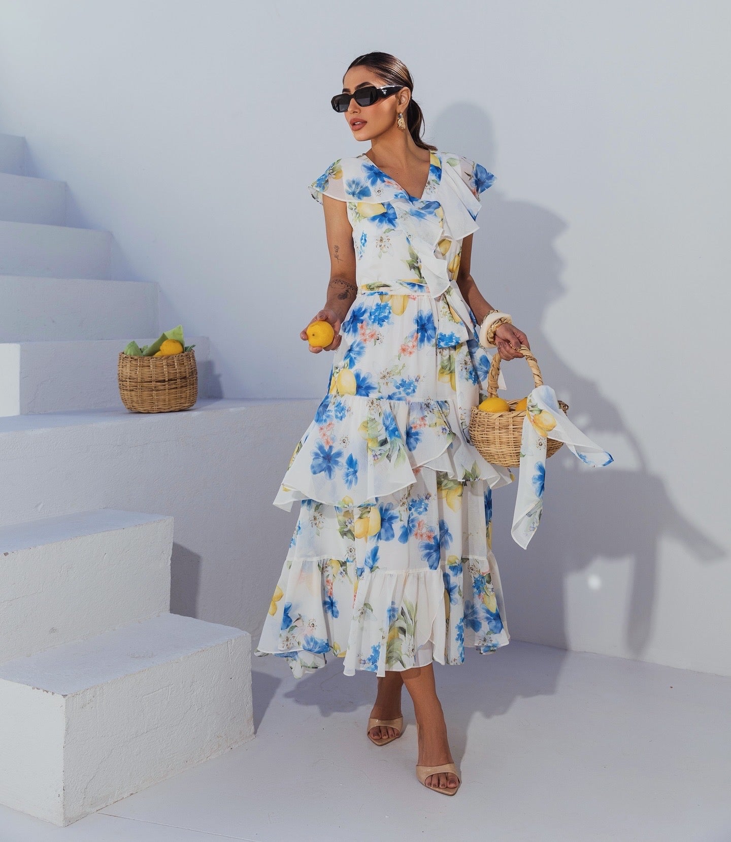 VESTIDO LUZIA FAZZOLLI CHIFFON ESTAMPADO LIMÃO