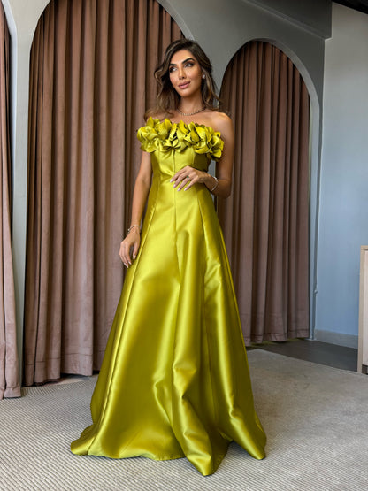 VESTIDO DPSCO LONGO BRIANA VERDE AVOCADO