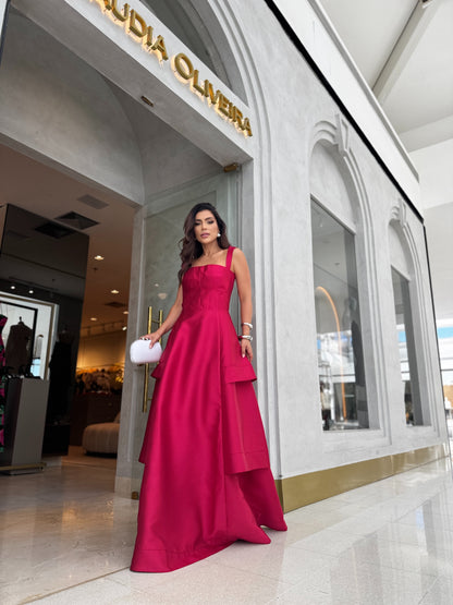 Vestido M.Rodarte Vermelho Camadas