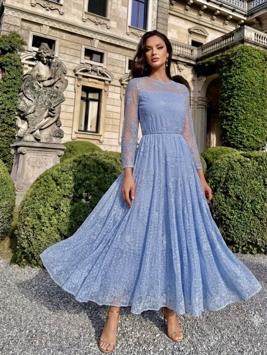 Vestido luzia fazzolli tule compose azul claro