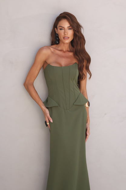 VESTIDO AMICCI CORSELET VERDE OLIVA