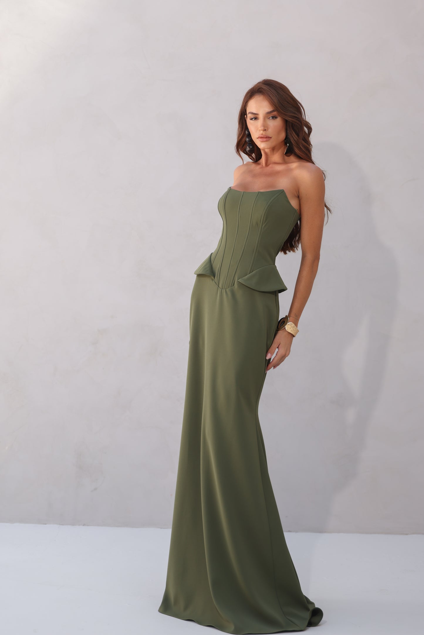 VESTIDO AMICCI CORSELET VERDE OLIVA