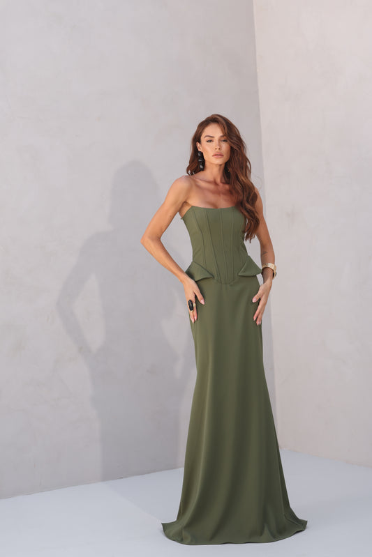 VESTIDO AMICCI CORSELET VERDE OLIVA