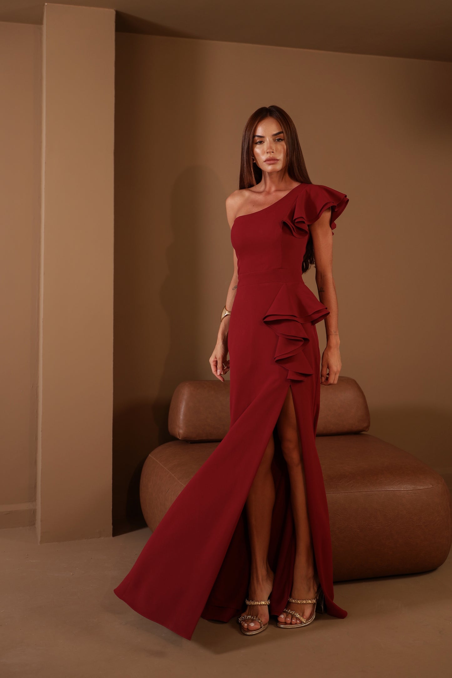 VESTIDO AMICCI LONGO ANGELITA MARSALA