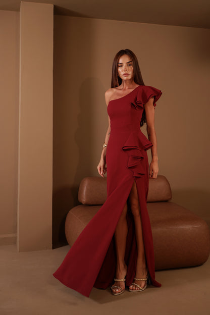VESTIDO AMICCI LONGO ANGELITA MARSALA