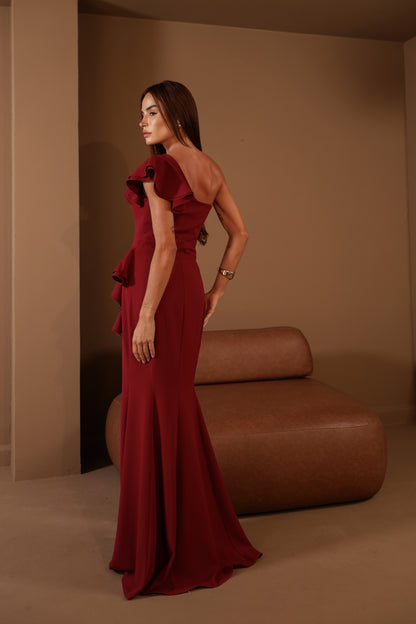 VESTIDO AMICCI LONGO ANGELITA MARSALA