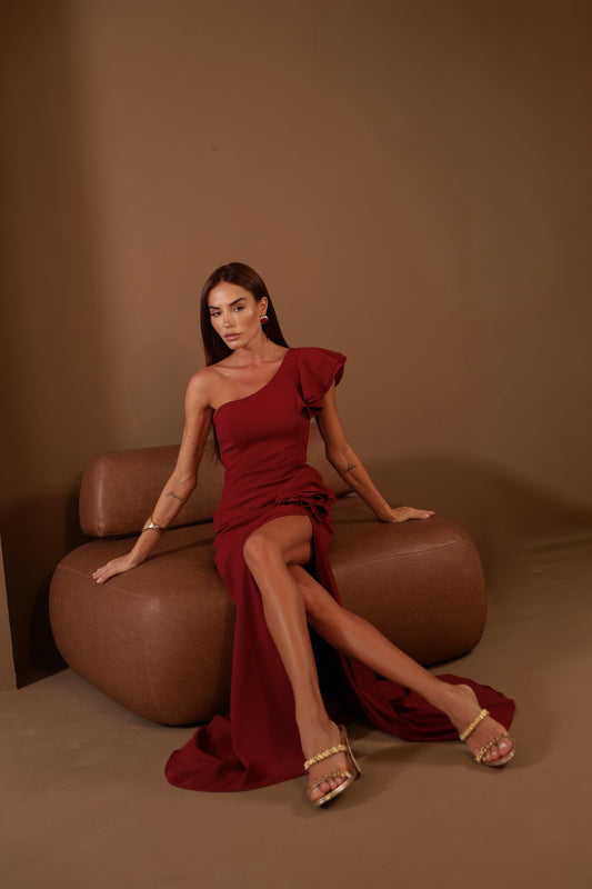 VESTIDO AMICCI LONGO ANGELITA MARSALA