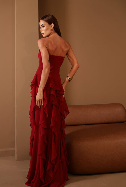 VESTIDO AMICCI LONGO AURUM MARSALA