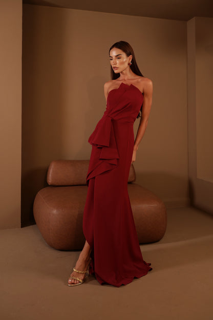 VESTIDO AMICCI LONGO SAFIRA MARSALA