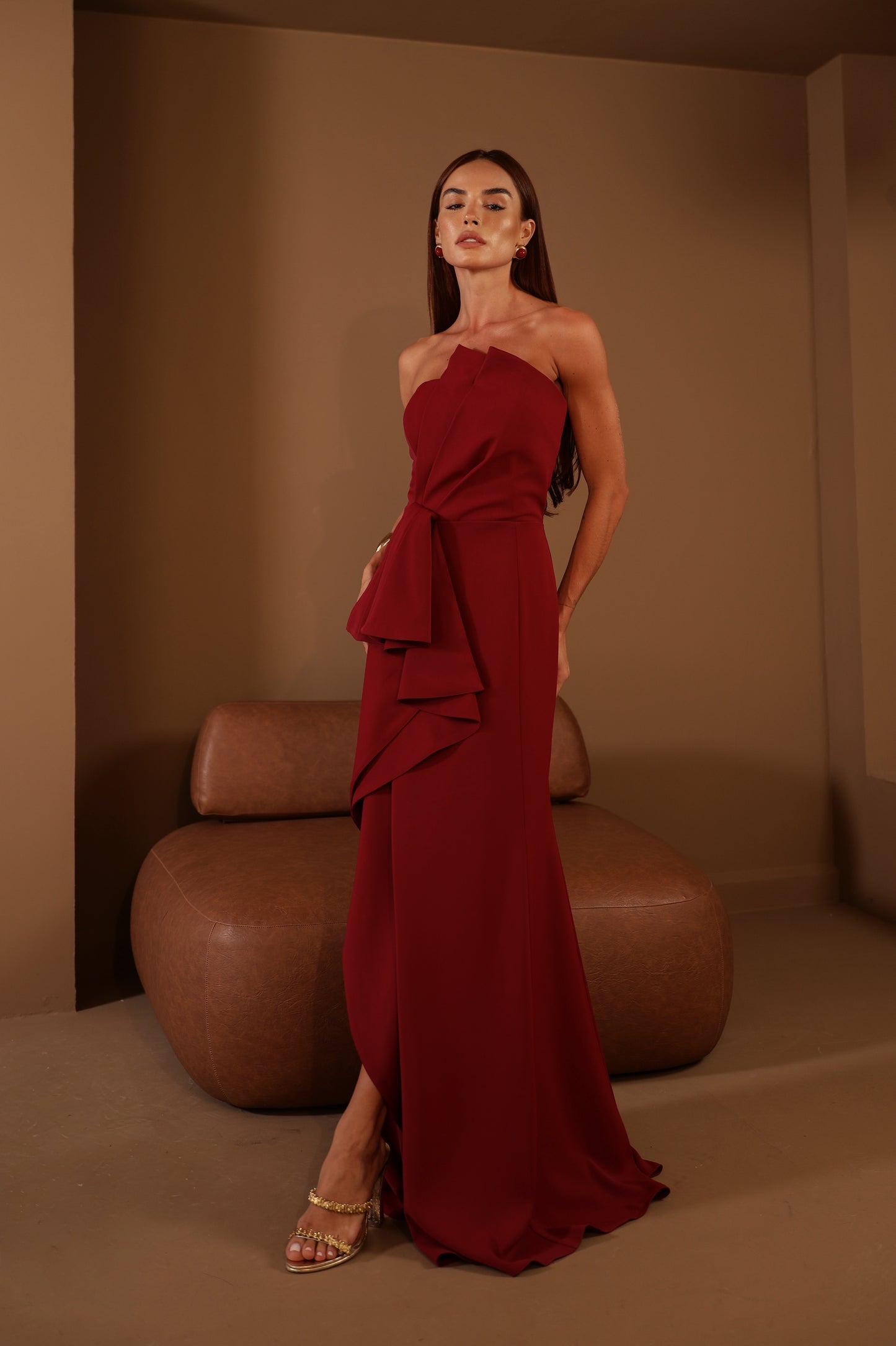 VESTIDO AMICCI LONGO SAFIRA MARSALA