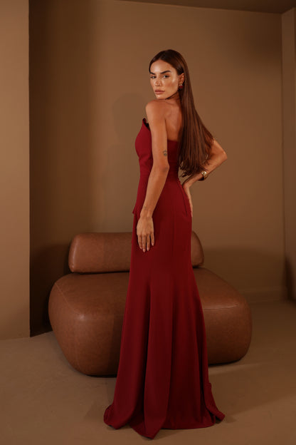 VESTIDO AMICCI LONGO SAFIRA MARSALA