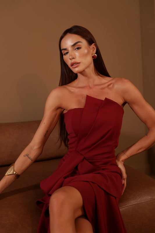 VESTIDO AMICCI LONGO SAFIRA MARSALA