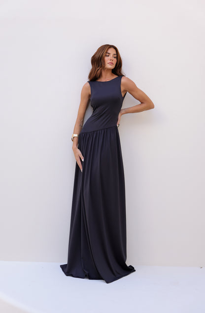 VESTIDO AMICCI LONGO DECOTE COSTAS C ECHARPE