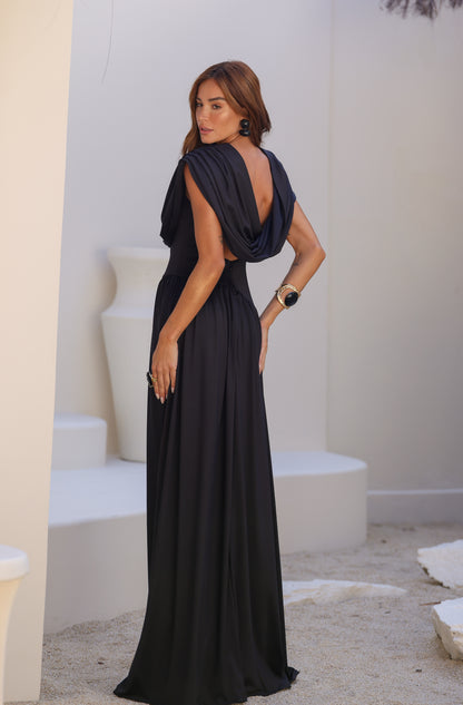 VESTIDO AMICCI LONGO DECOTE COSTAS C ECHARPE