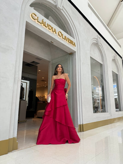 Vestido M.Rodarte Analis Vermelho Laço
