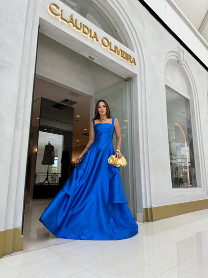 Vestido M.Rodarte Azul Camadas