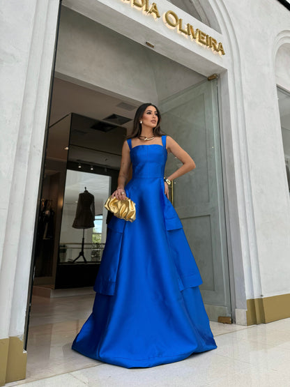 Vestido M.Rodarte Azul Camadas