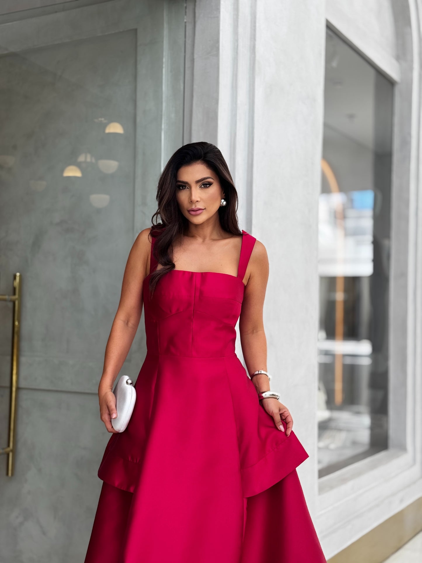 Vestido M.Rodarte Vermelho Camadas