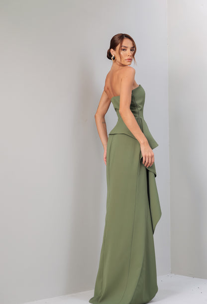 VESTIDO AMICCI ASSIMETRICO VERDE OLIVA