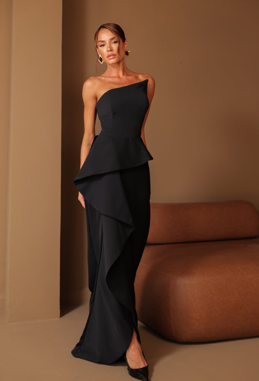 VESTIDO AMICCI ASSIMETRICO PRETO