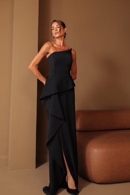 VESTIDO AMICCI ASSIMETRICO PRETO
