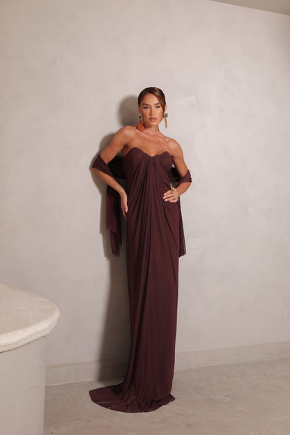 VESTIDO AMICCI ILMENITA MARROM