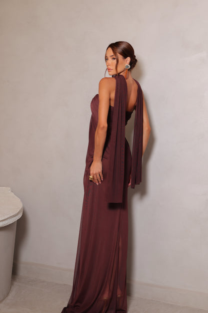 VESTIDO AMICCI ILMENITA MARROM