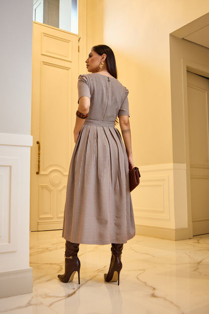 VESTIDO LUZIA FAZZOLLI ALFAIATARIA C PREGRAS XADREZ