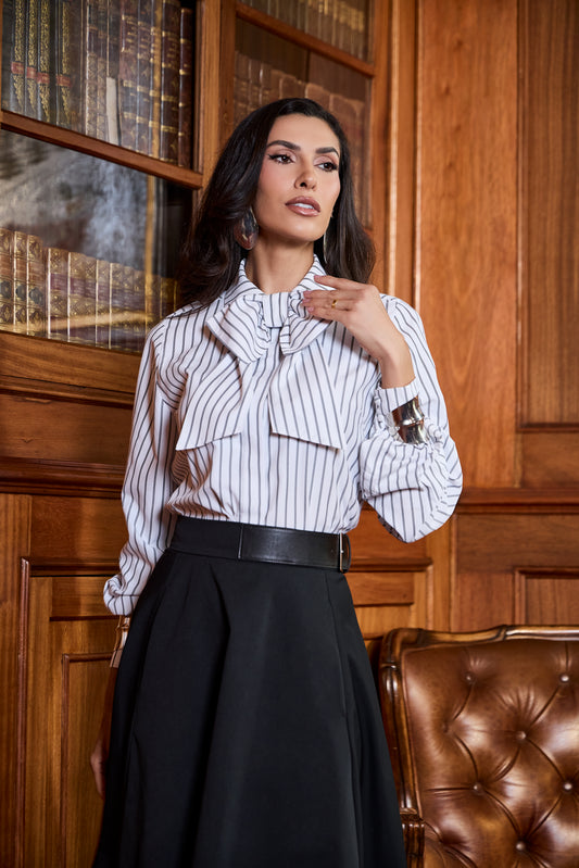 CAMISA LUZIA FAZZOLLI TRICOLINE FIO TINTO LISTRADA