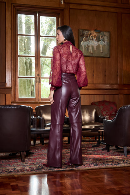 BLUSA LUZIA FAZZOLLI RENDA C ENTREMEIO VINHO