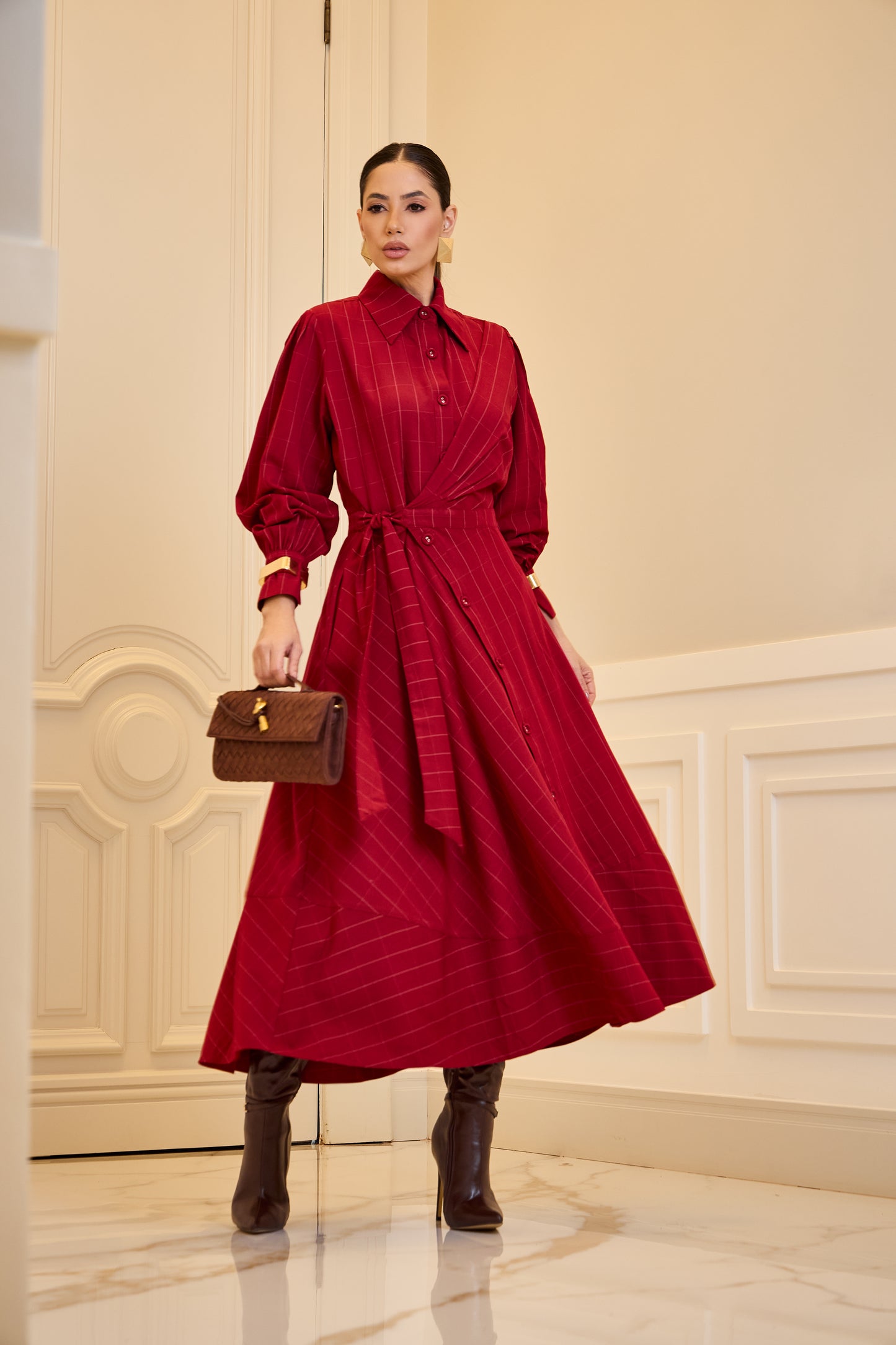 VESTIDO LUZIA FAZZOLLI XADREZ C AMARRAÇÃO VERM ESC