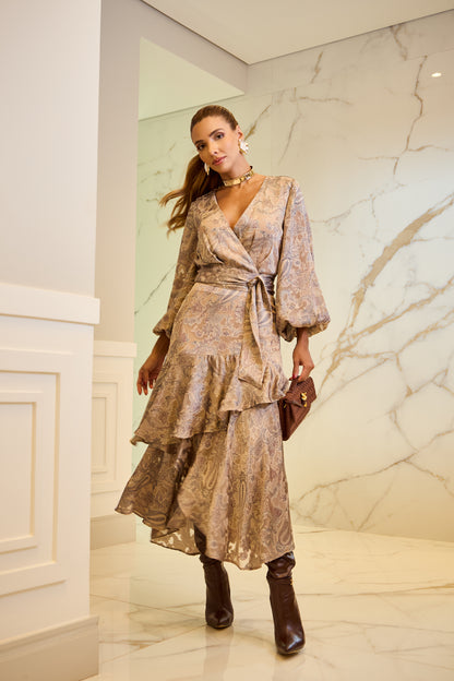 VESTIDO LUZIA FAZZOLLI ORGANZA CHEMISIER ESTAMPADO